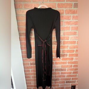 Zara black/red midi dress with tie front